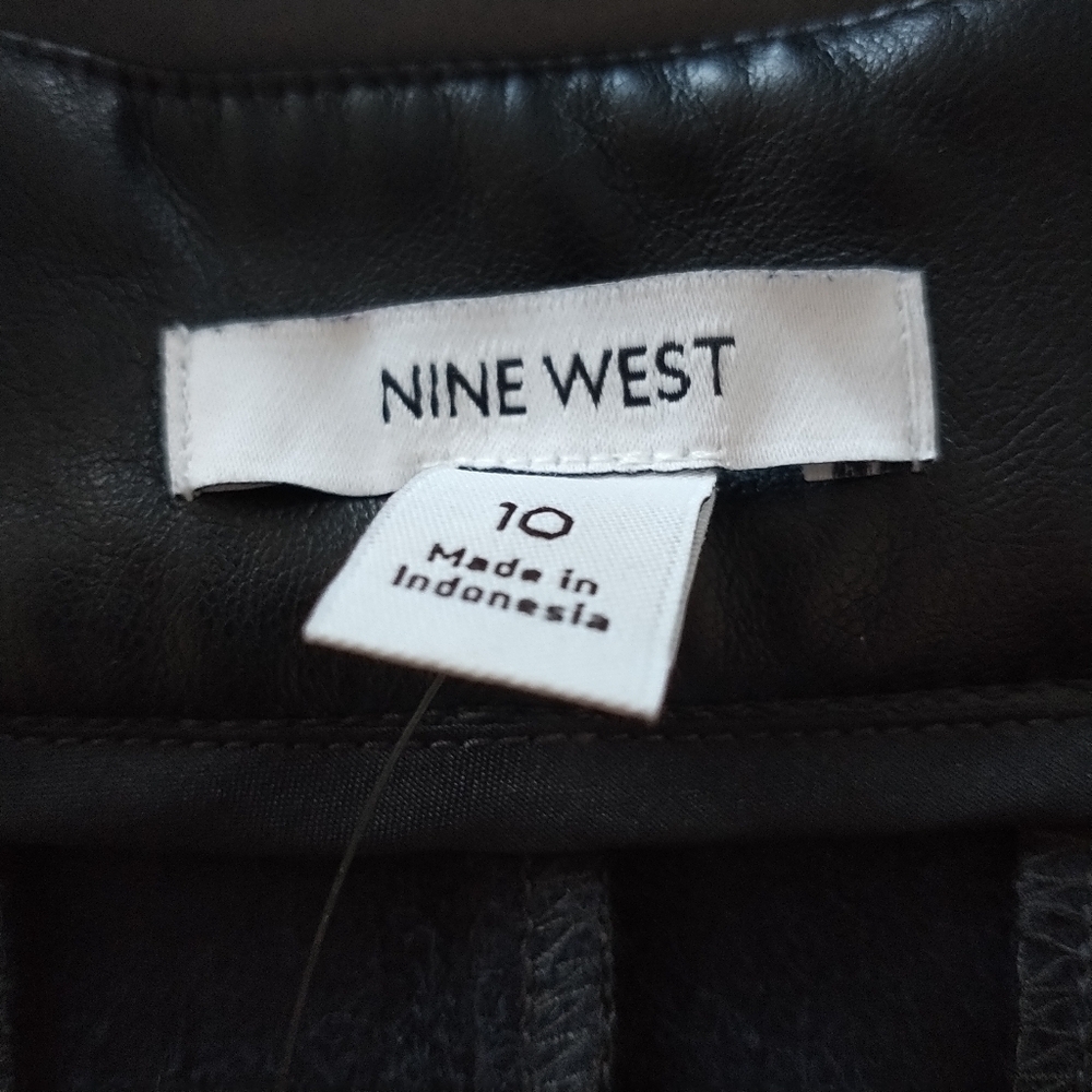 Nine West Black Faux Leather Wide Leg Pants 10 - Picture 11 of 11